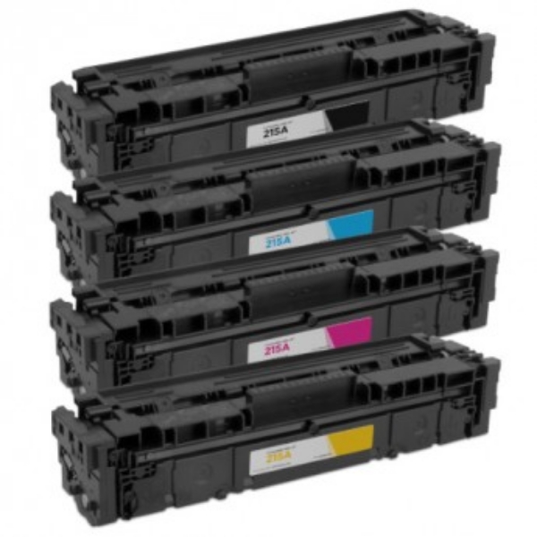 Show details for Value Bundle W2310A, W2311A, W2312A, W2313A (HP 215A) Black, Cyan, Magenta, Yellow Toner Cartridges (4 pack) (Black: 1,050, CMY: 850) with new chip Picture of Value Bundle W2310A, W2311A, W2312A, W2313A (HP 215A) Black, Cyan, Magenta, Yellow Toner Cartridges (4 pack) (Black: 1,050, CMY: 850) with new chip
