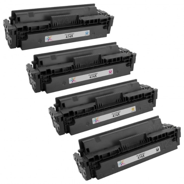 Show details for Value Bundle W2020X, W2021X, W2022X, W2023X (HP 414X) High Yield Black, Cyan, Magenta, Yellow Toner Cartridges (4 pack) (Black: 7500, CMY: 6000) with new chip Picture of Value Bundle W2020X, W2021X, W2022X, W2023X (HP 414X) High Yield Black, Cyan, Magenta, Yellow Toner Cartridges (4 pack) (Black: 7500, CMY: 6000) with new chip